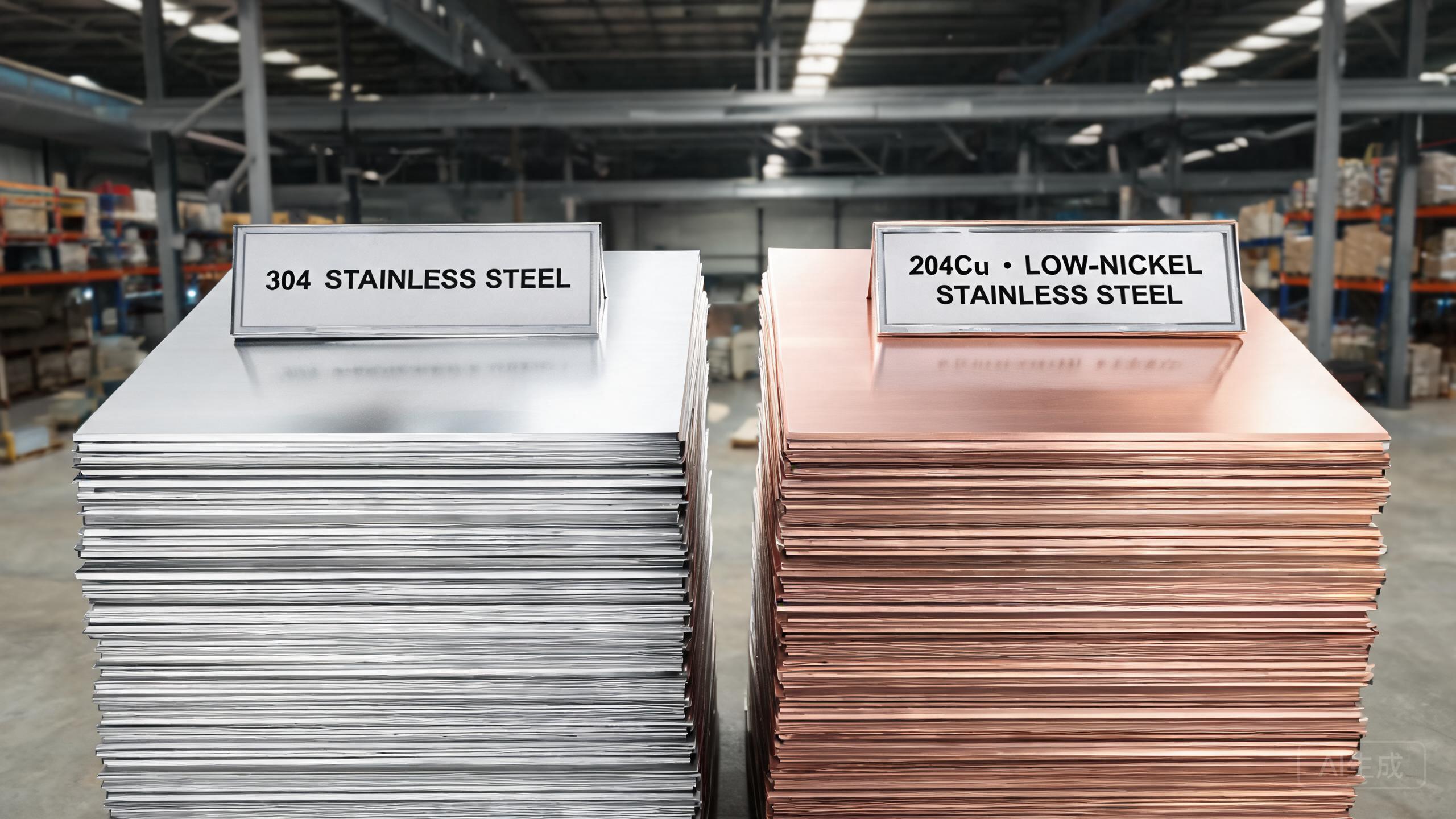 204Cu low-nickel stainless steel vs 304 side by side comparison
