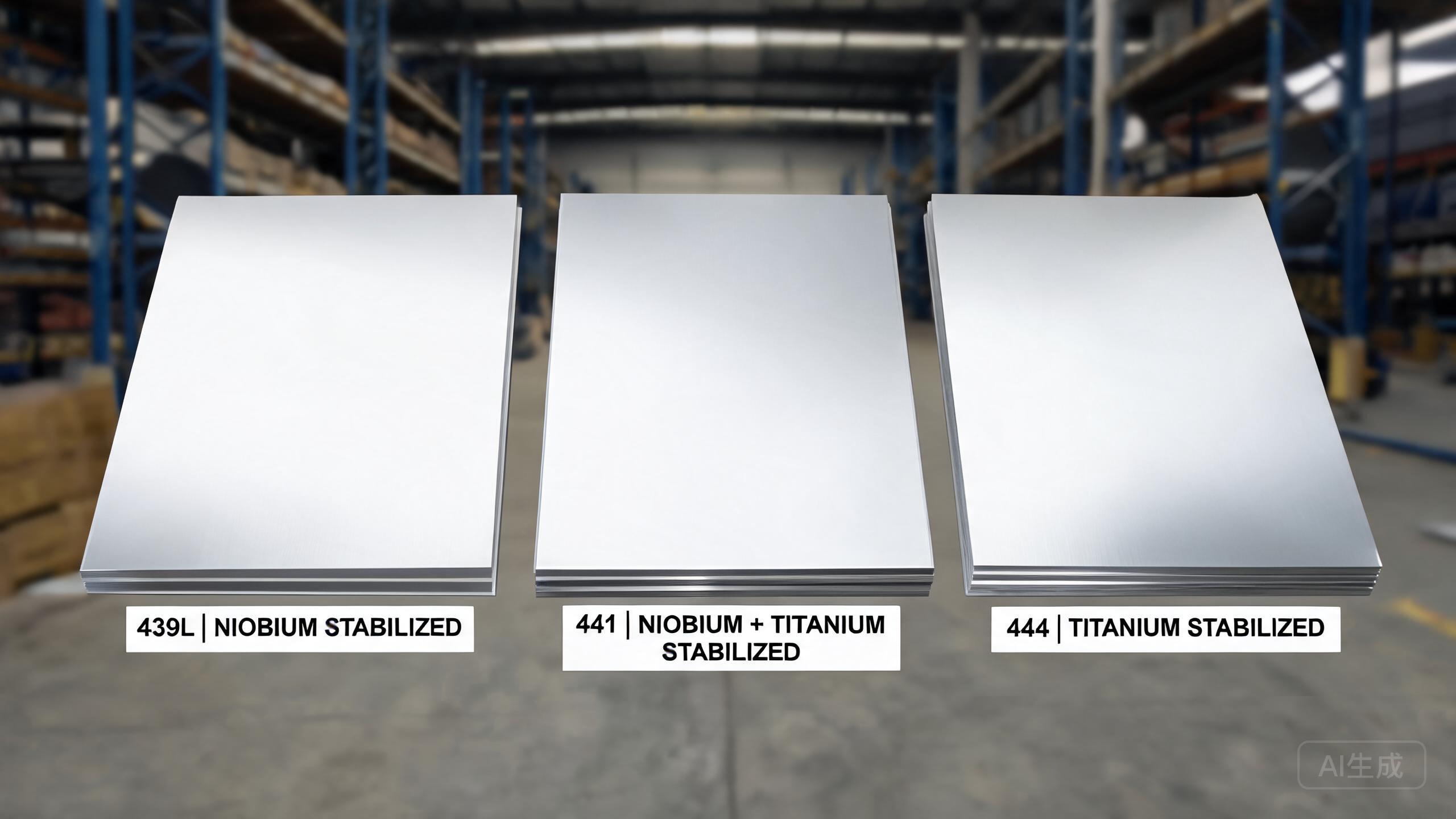 Stabilized ferritic stainless steel automotive exhaust underbody components