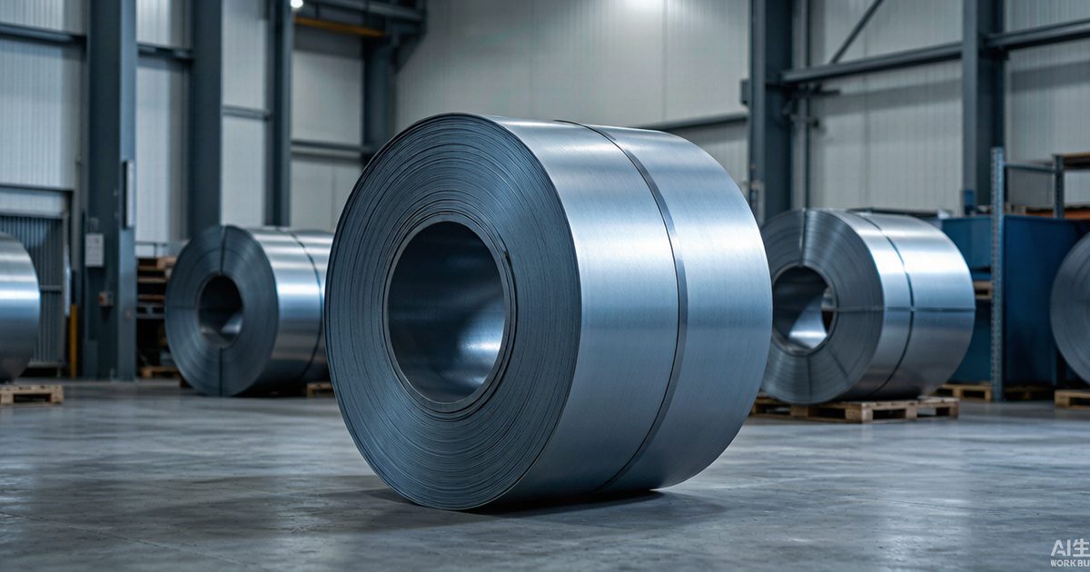 Cold-rolled 430 stainless steel coil staged at a steel service center