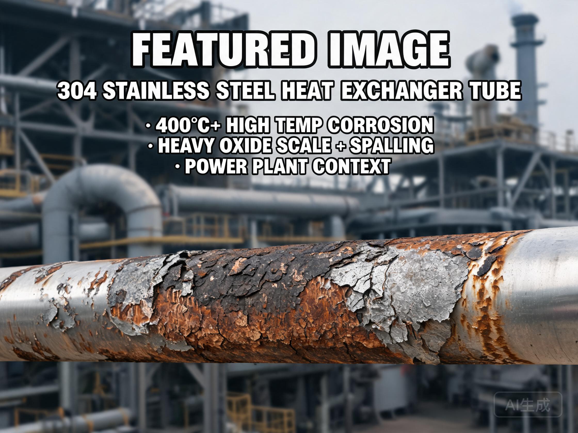 Cold rolled 304 stainless steel showing high-temperature oxidation scaling at 500 °C