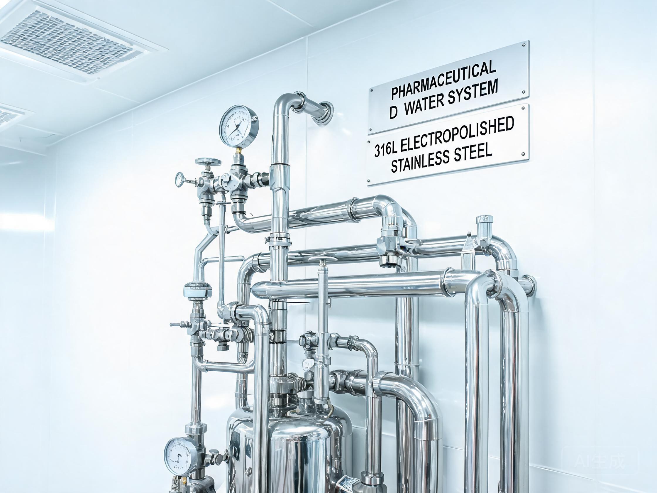 Electropolished cold rolled 316L stainless steel piping for pharmaceutical DI water system with ultra-clean mirror finish