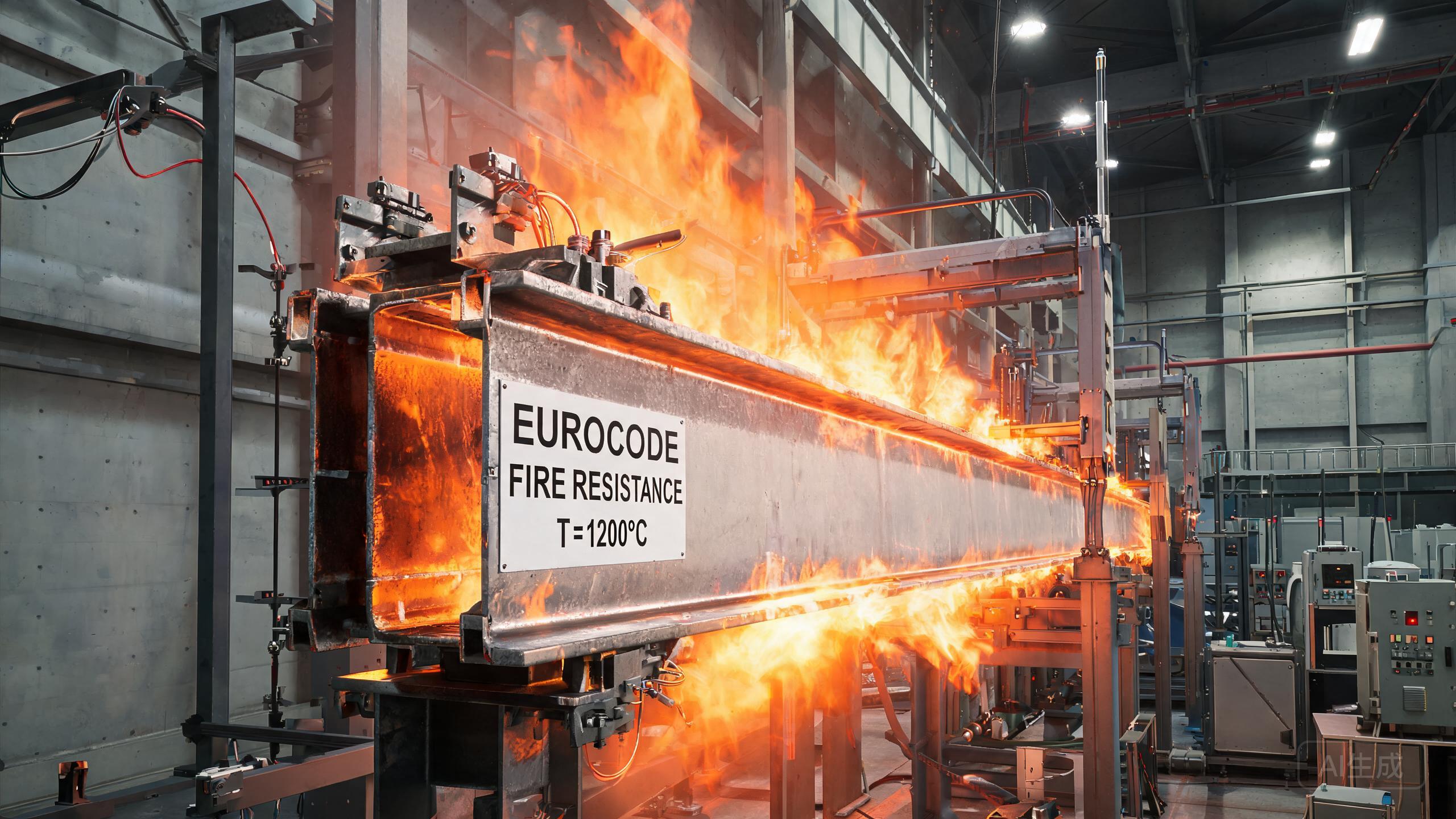 Structural stainless steel beam retaining strength in fire test per EN 1993-1-2